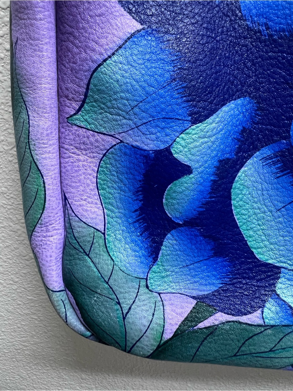 Anna by Anuschka “Precious Peony Eggplant” Hand Painted Leather Crossbody - Picture 11 of 13